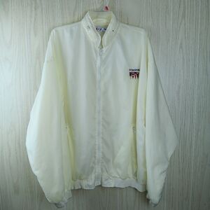 Vintage white Carnival XLarge zip jacket with hood 100% nylon cuff sleeves